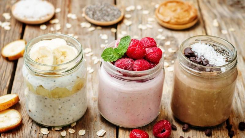 Overnight Oats: Prepared overnight and ready to eat in the morning