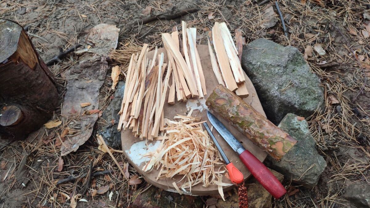 Kindling made from a single piece of wood
