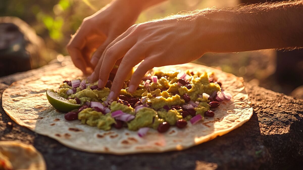 avocado bohnen wrap camping rezept