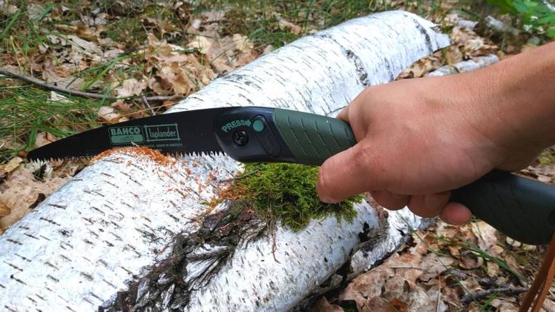The Bahco Laplander in action: You make quick progress and the folding saw is very lightweight