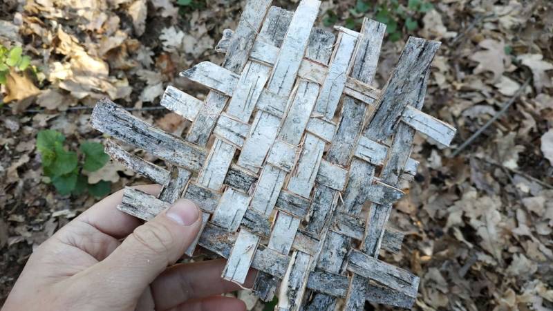 Woven birch bark, e.g. for baskets