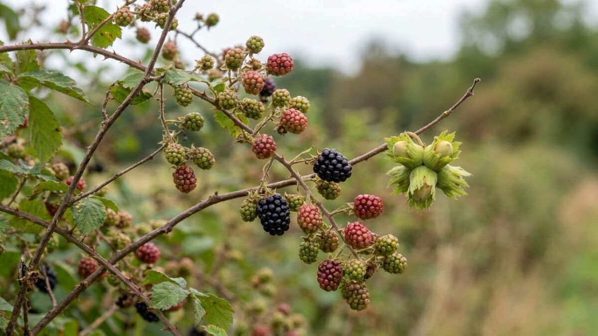 bunte brombeeren haselnuesse