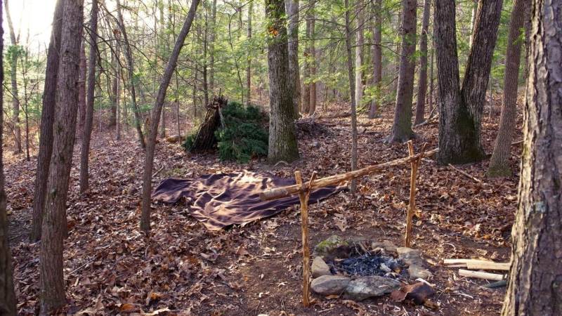 Mit einem Bushcraft-Camp im Wald lässt es sich mehrere Tage bequem verweilen