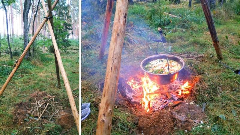 Ein Dreibein ist eine fast unersetzliche Bushcraft-Struktur