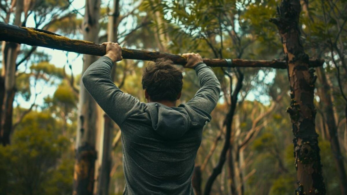 Body training in the forest: Effective workout and sports (Forest Fitness).