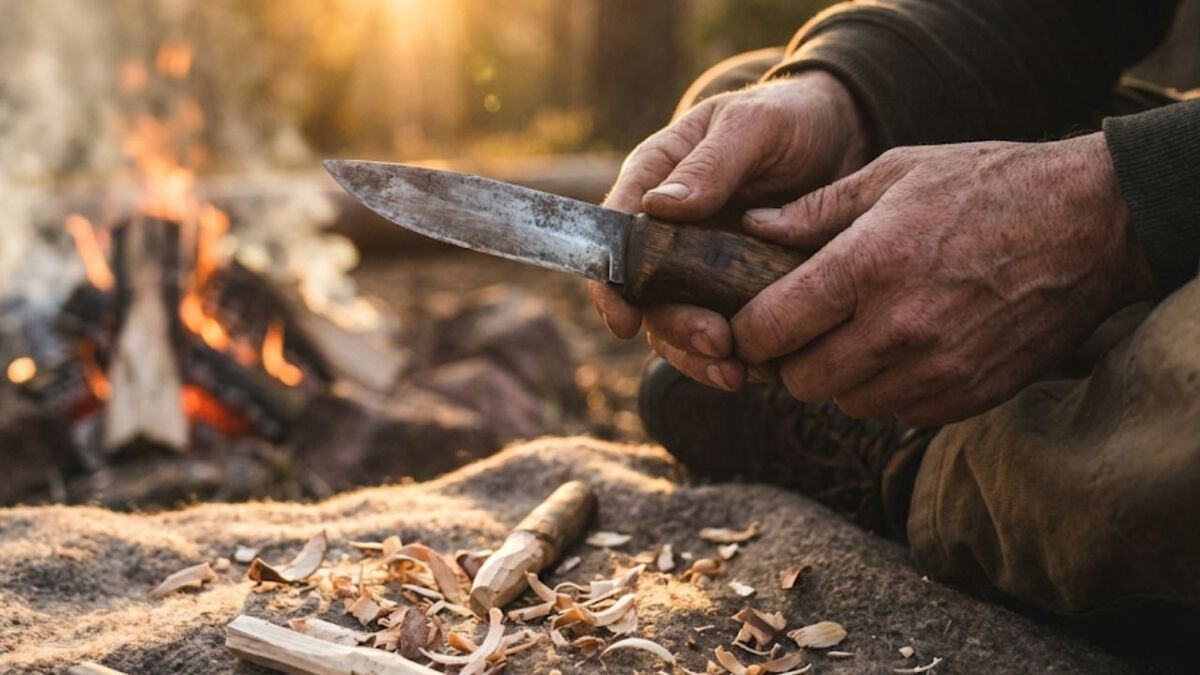 bushcraft messer lagerfeuer haende