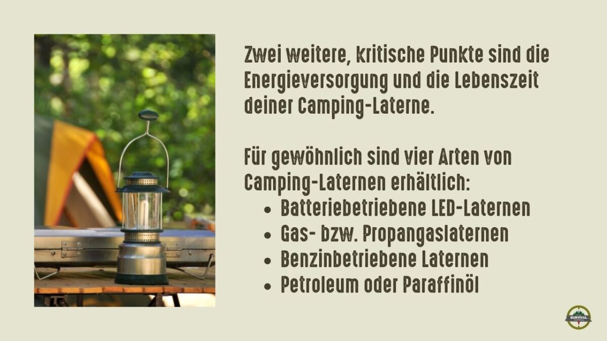 Camping lantern buying guide - power supply
