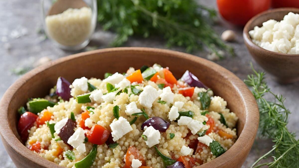 couscous salat mit gemuese und feta