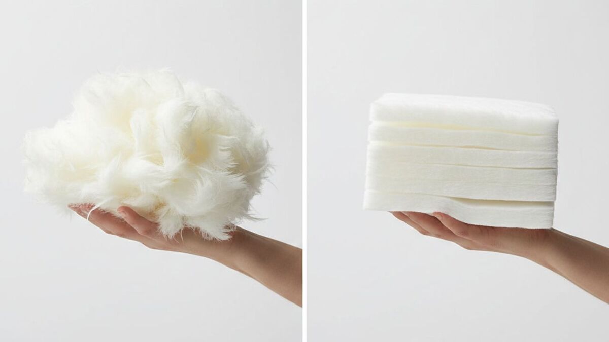 Direkter Vergleich von Daunenisolierung (flauschig, natürlich) und synthetischer Isolierung (strukturierter, gleichmäßiger)