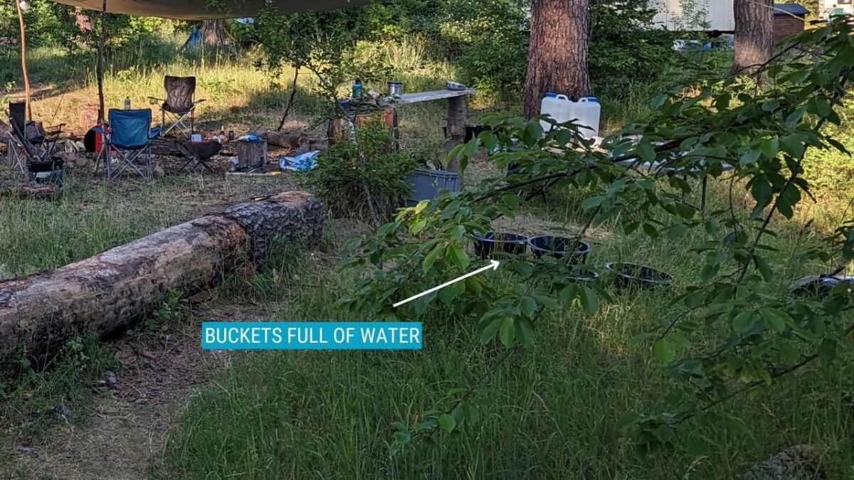 Bucket full of water forest fire level