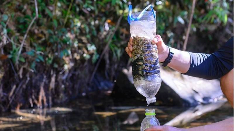 A water filter is useful for filtering out dirt particles, but it does not replace boiling water