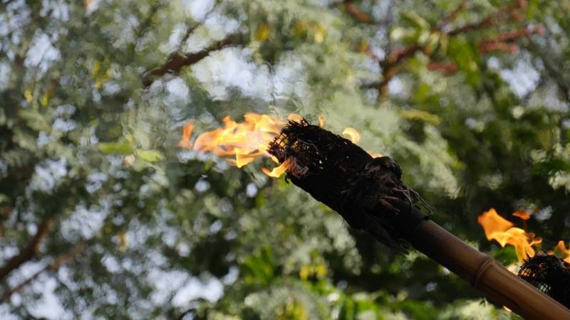 A torch made from scraps of fabric