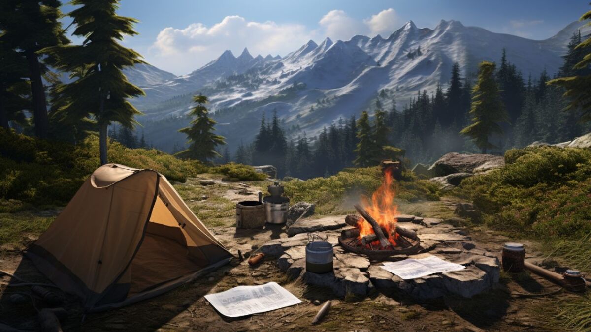 feuerstelle camp in den bergen