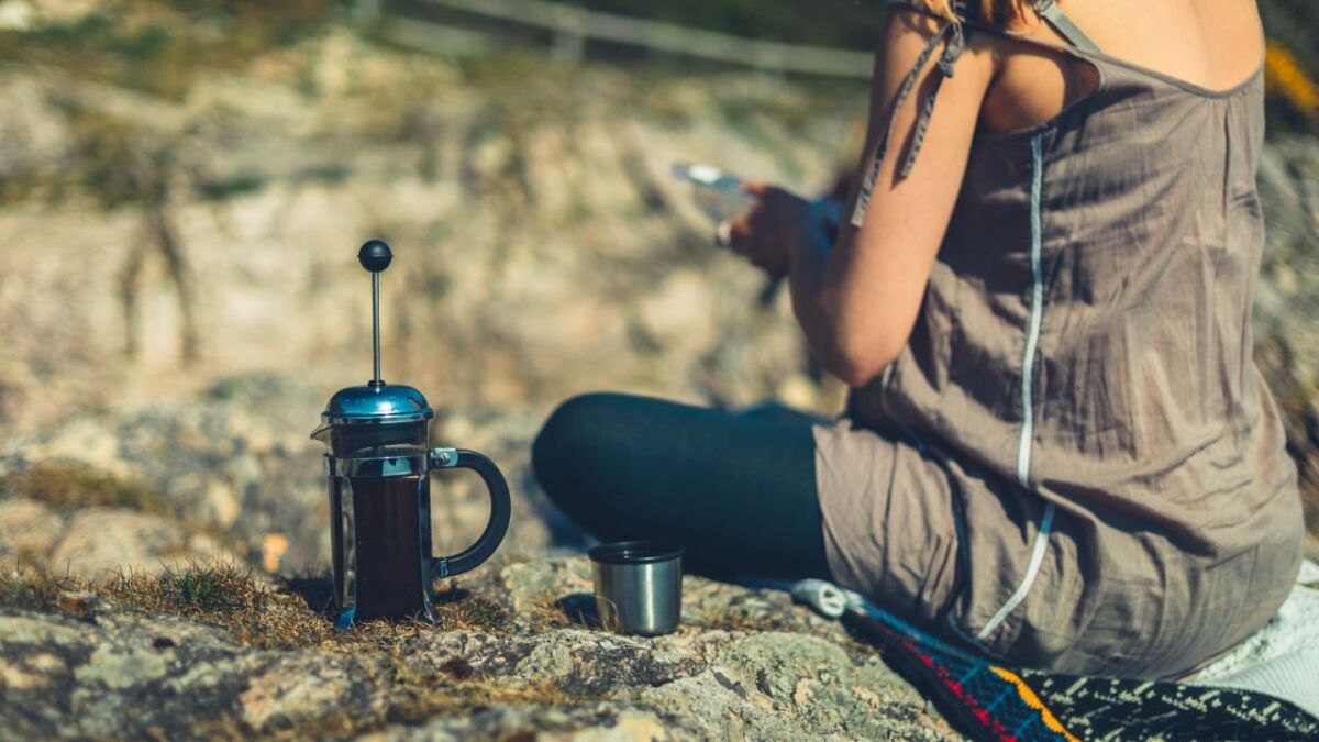 french press camping kaffee machen