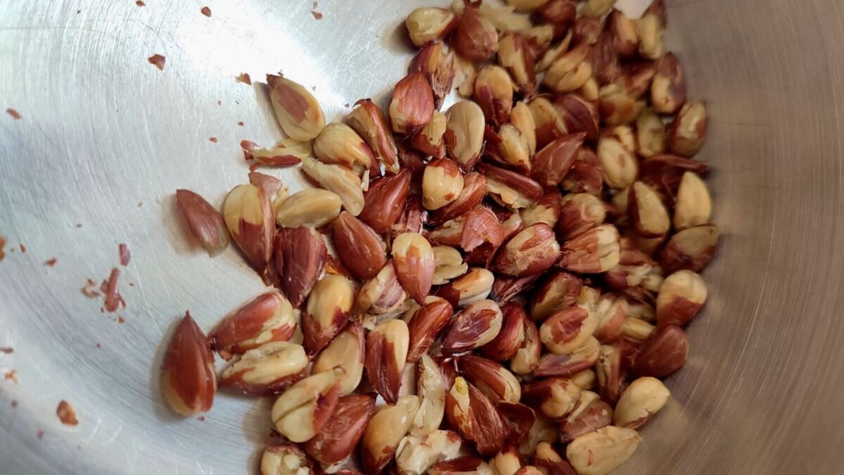 Peeled beech nuts with the fine skin