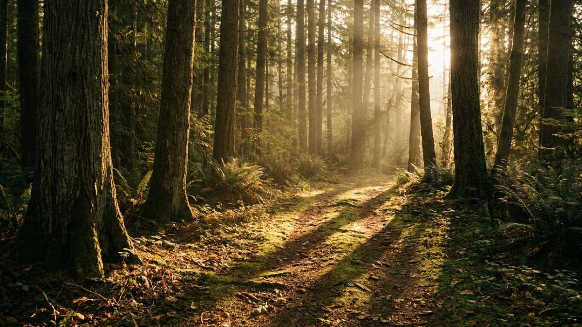 golden licht wald pfad