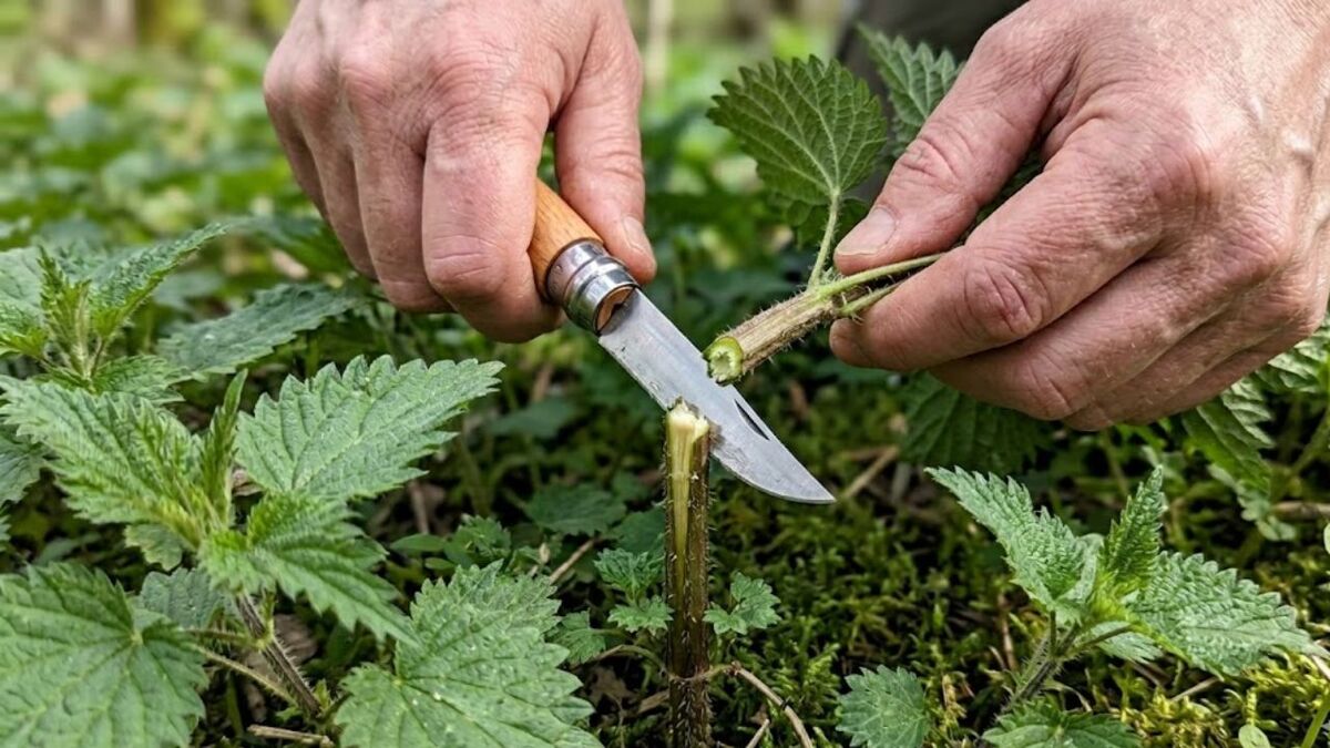 Handstraußregel: Was darfst du in Deutschland pflücken? gruene brennnessel ernte haende messer