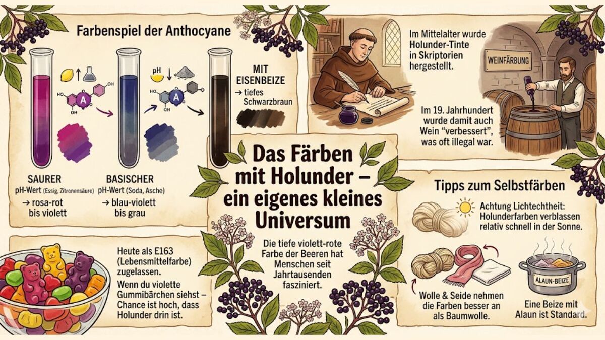 Holunder: Was Wildnismentoren über den Hollerbusch wissen holunder faerben infografik