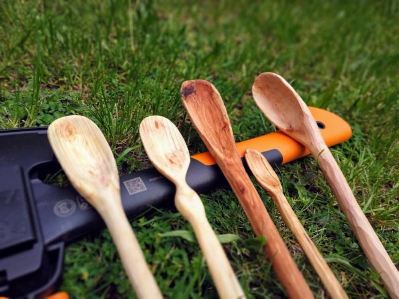 Hand-carved wooden spoons made from poplar, lime, and pine