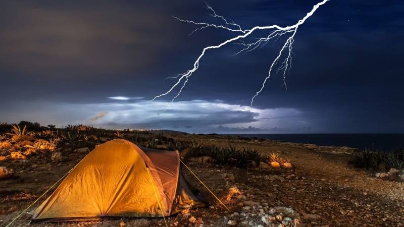 Is it dangerous to camp during a thunderstorm?