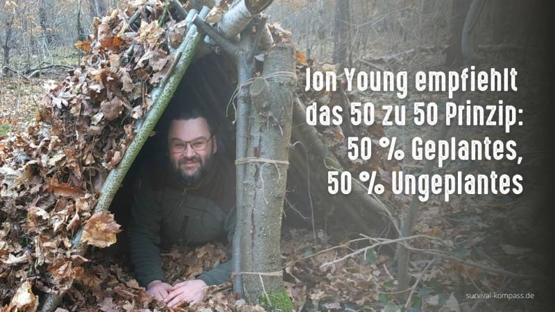 Jon Young empfiehlt das 50/50 Prinzip: 50 % geplante Aktivitäten und 50 % ungeplante Aktivitäten