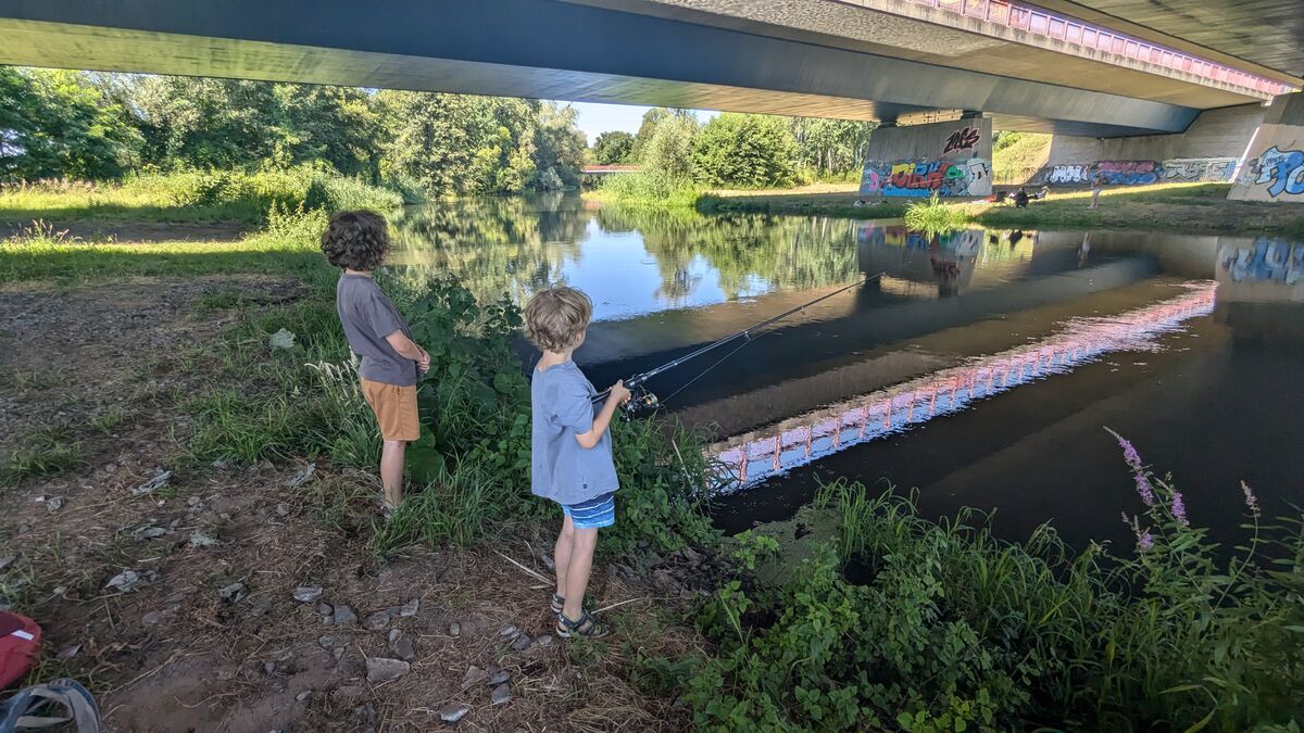 My two sons fishing