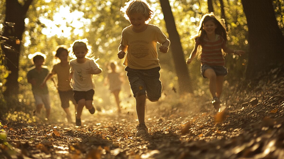 kindern rennen durch den wald 1