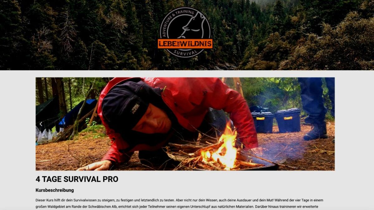 lebe die wildnis survival pro training