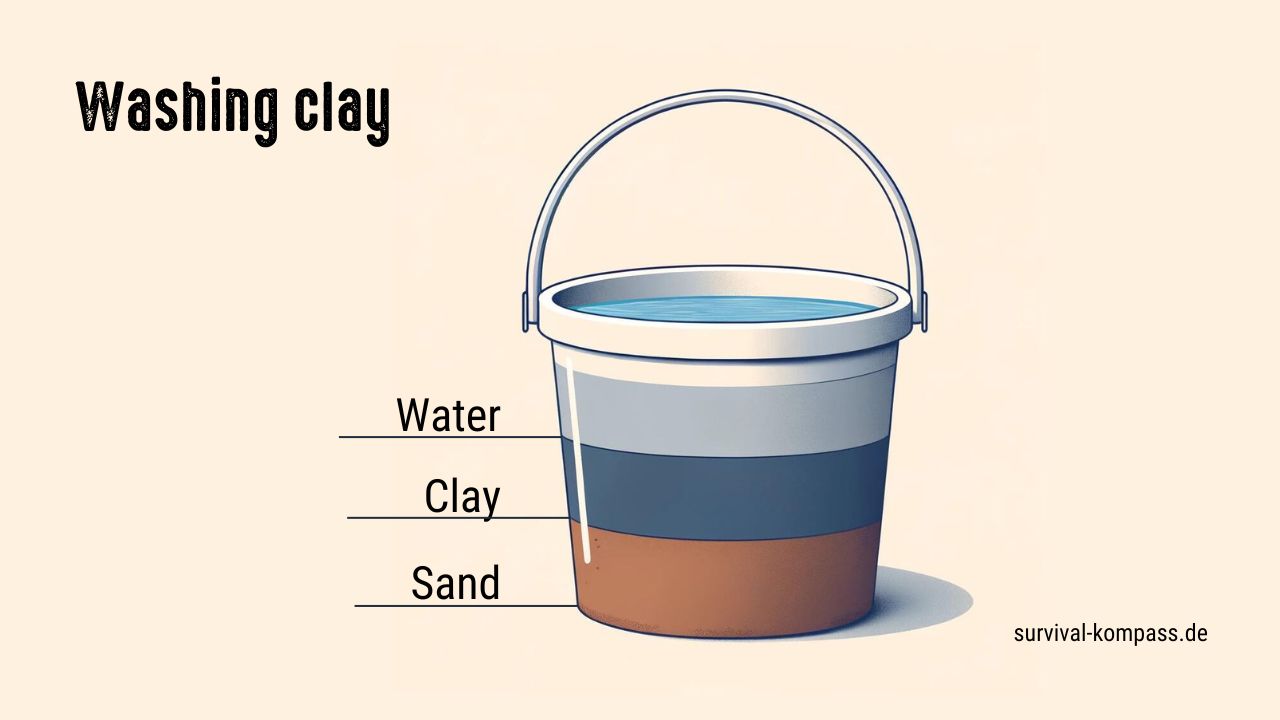 The graphic shows how clay, water and sand separate