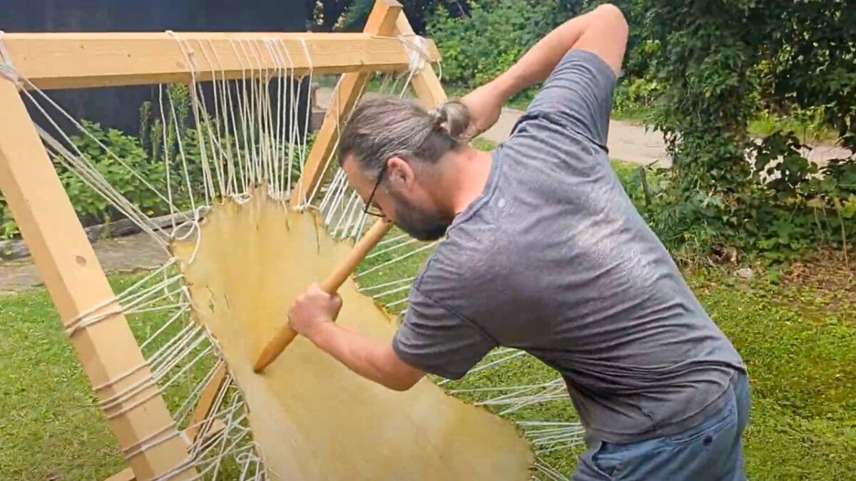 I am processing a suede skin during the tanning process