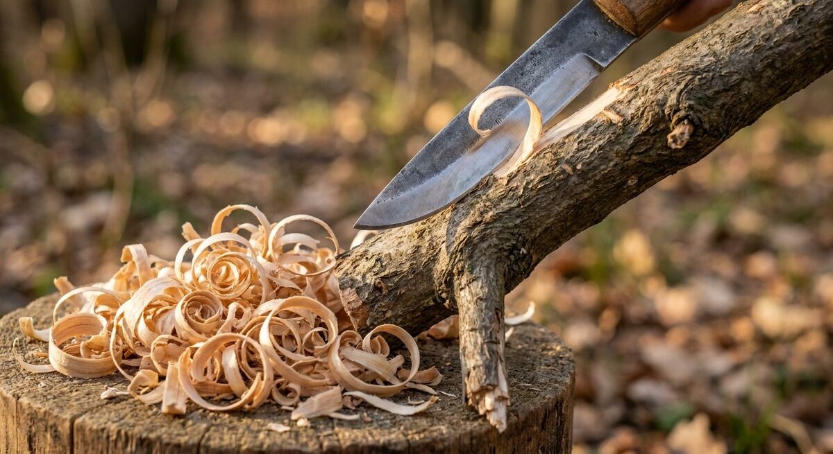 Schnitzen lernen: 7 Dinge, die ich anfangs nicht wusste messer holzspaene baumstumpf