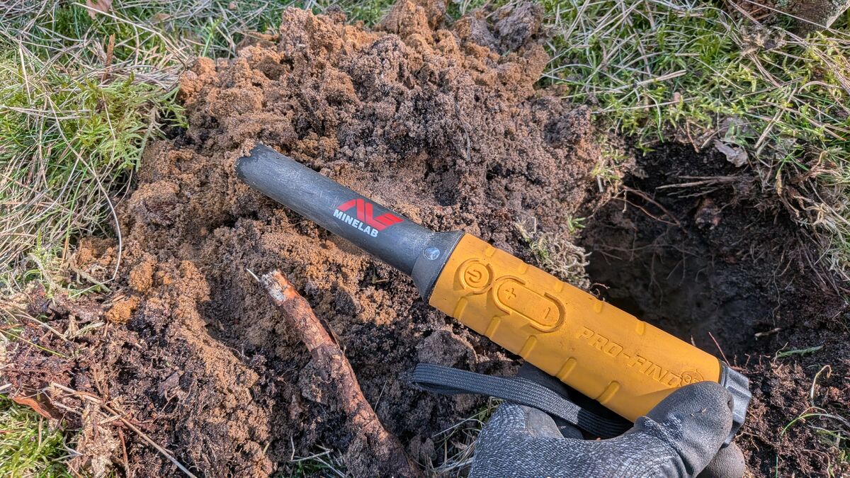 minelab detektor erdloch hand