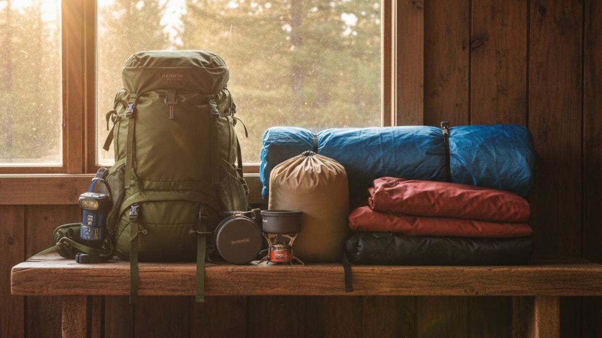 outdoor ausruestung gepflegt bereit