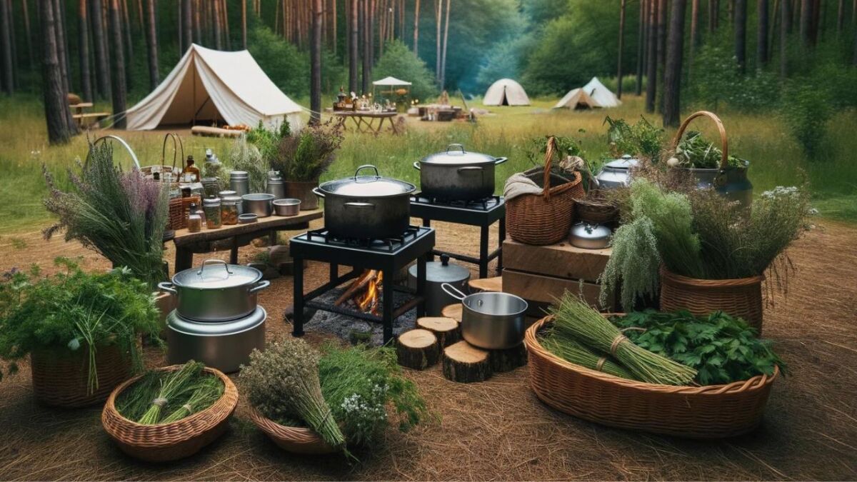 outdoor camping mit kueche und wildkraeutern 2