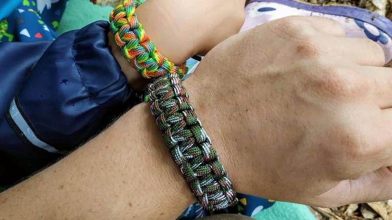 Self-knotted paracord bracelet for father and son