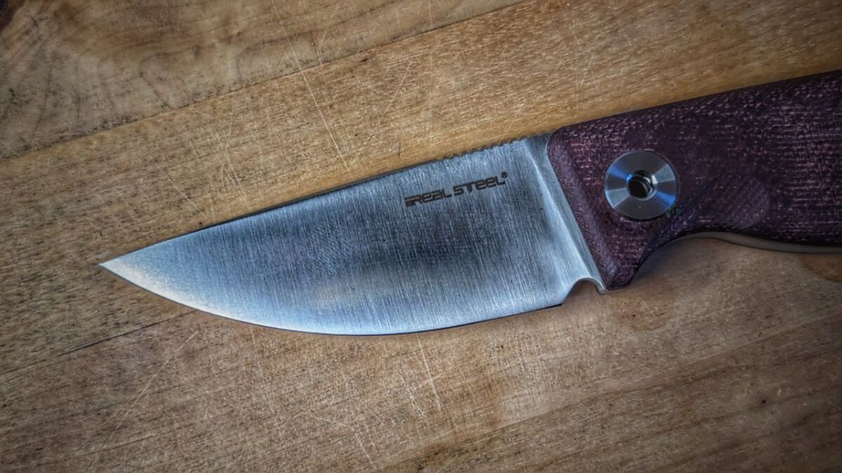 Real Steel CVX-80 Red Micarta Bushcraft Knife Review - Blade Full View
