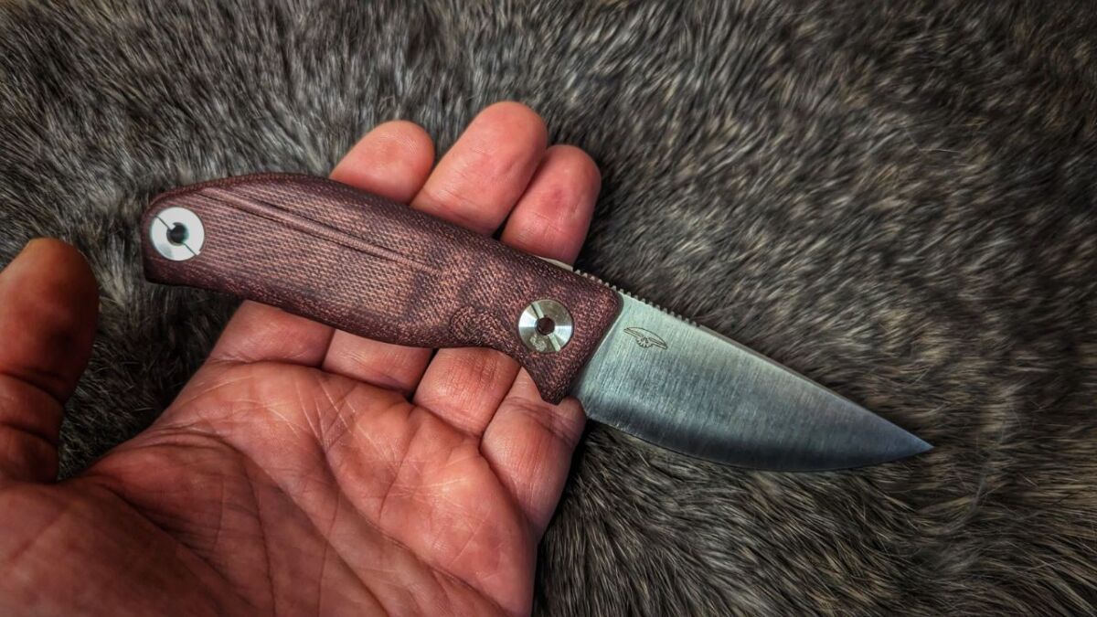 Real Steel CVX 80 Red Micarta Bushcraft Knife Review Test in Hand from Above