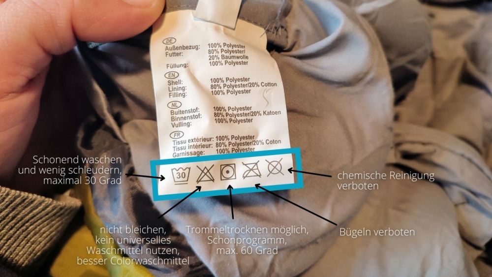 Make sure to pay attention to the label of the sleeping bag