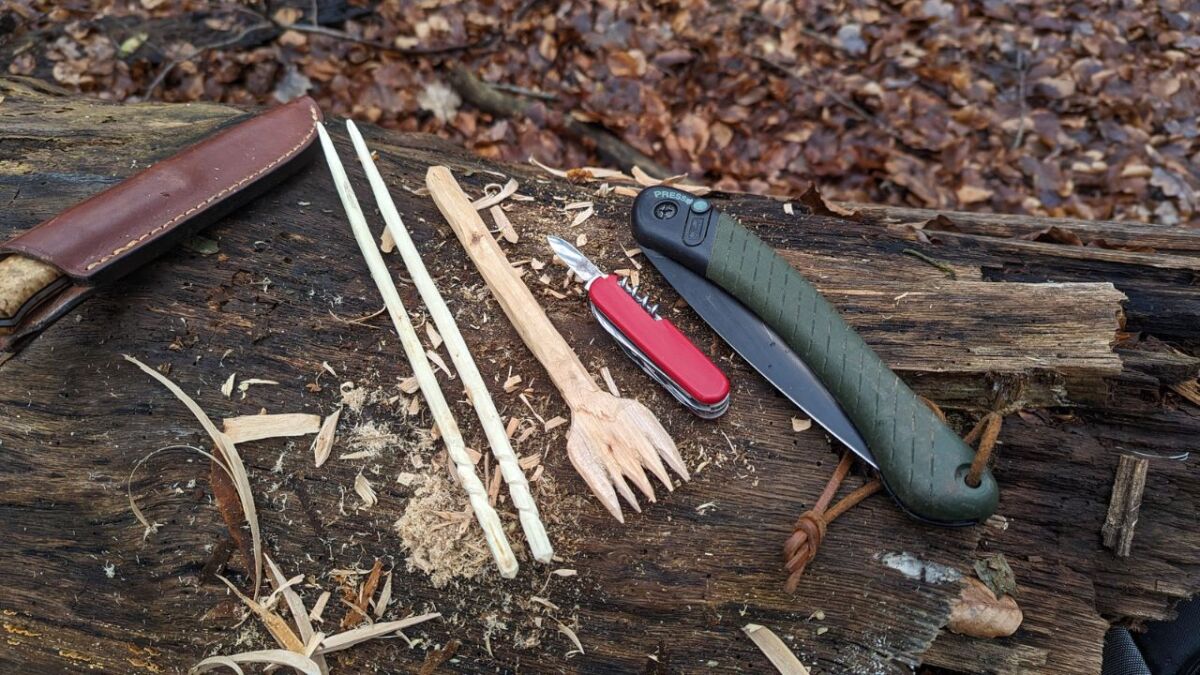 Chopsticks and fork carved from wood