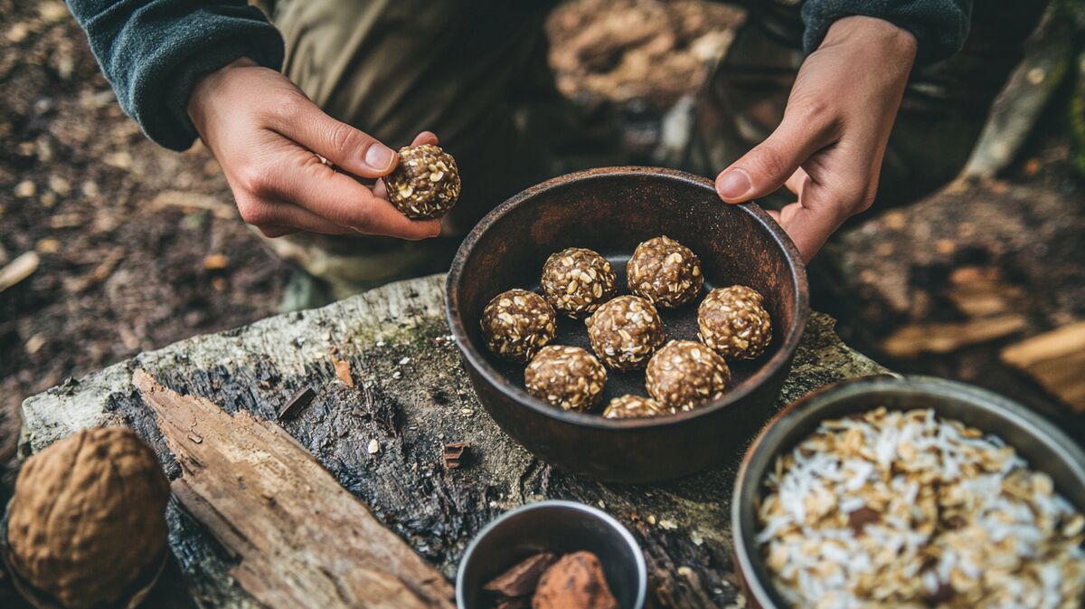 schokoladen erdnussbutter energiebaellchen camping rezept