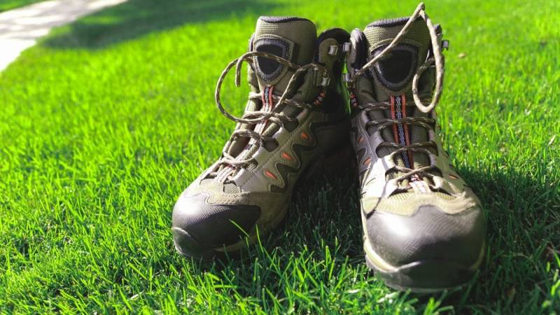 Worn hiking boots are a must