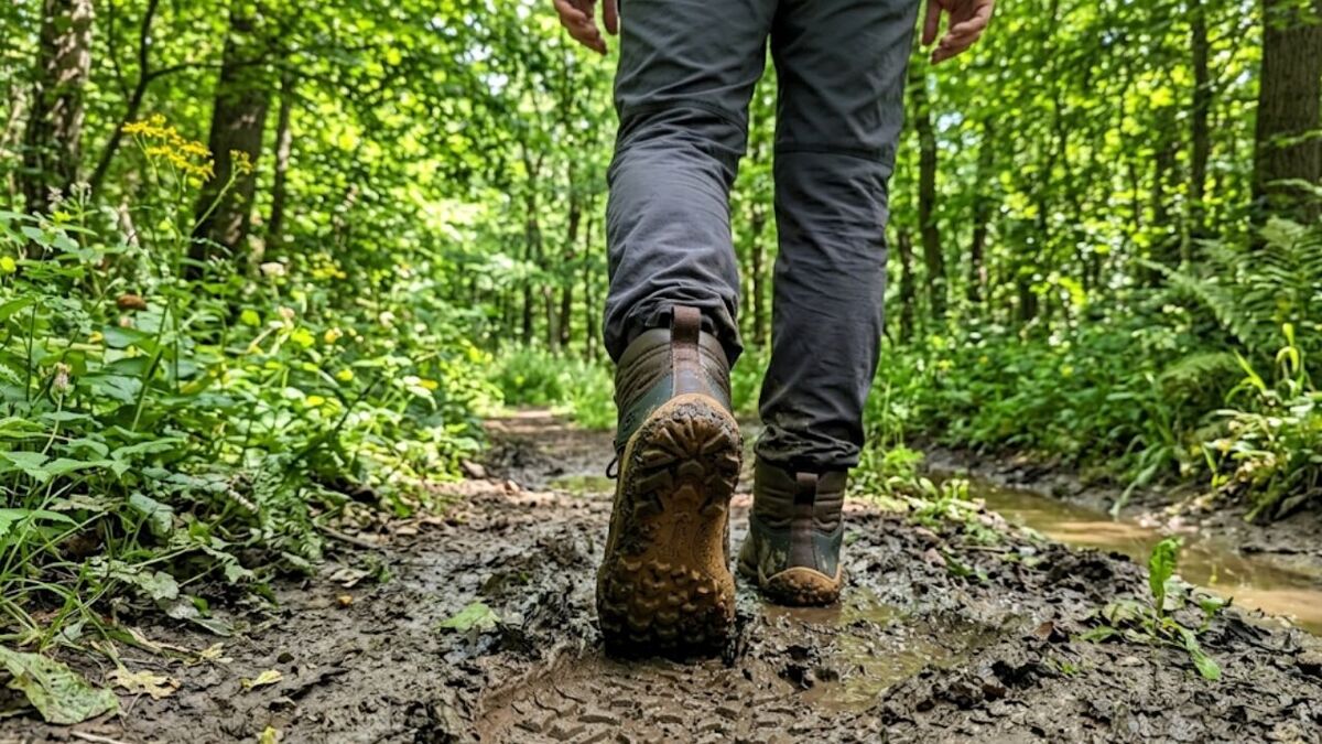 Vivobarefoot Tracker Forest ESC: Test nach 12 Monaten schuhe im matsch
