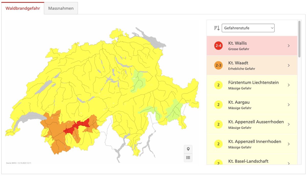 schweiz waldbrandgefahr kantone