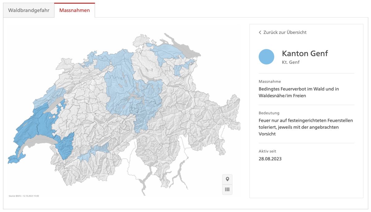 schweiz waldbrandgefahr massnahmen kantone