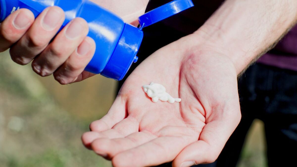 Sunscreen on hand