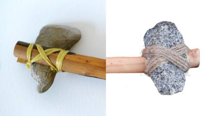 Tying together a stone axe