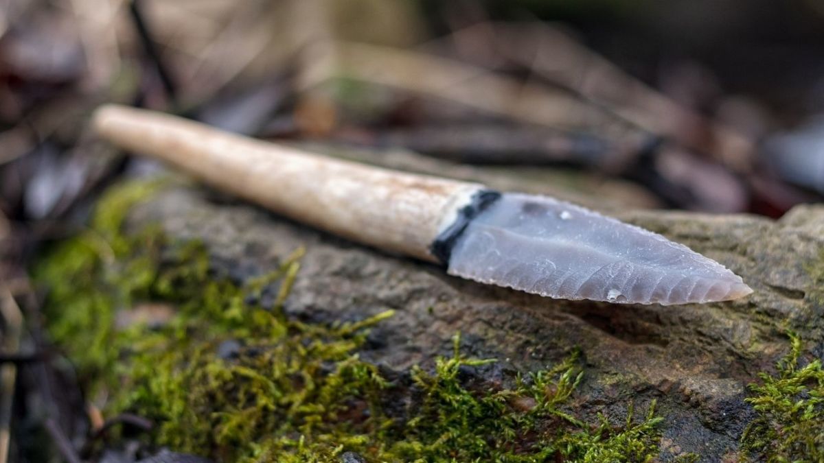 A knife made from flint and antlers