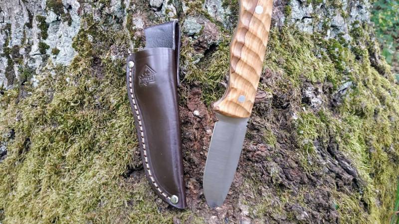 Knife PUMA IP ondular III with olive wood handle scales (with video)