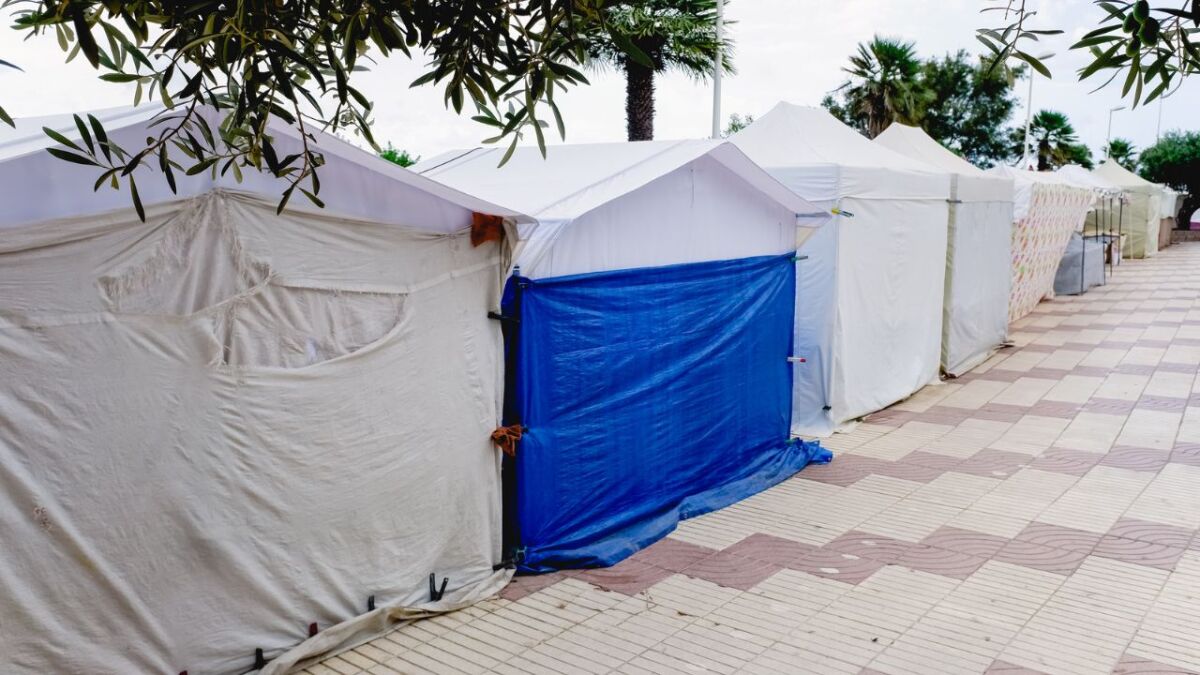 Tarp as room divider