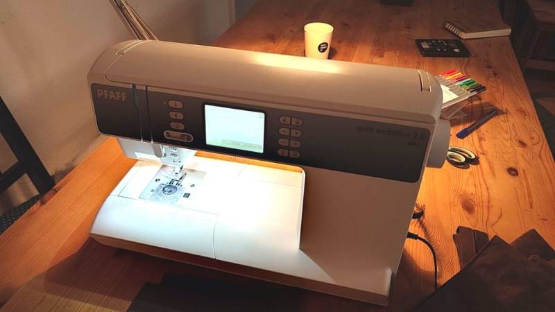 I sewed the tarp with this sewing machine